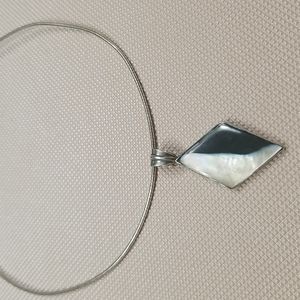 Black and White Stone Sterling Silver Pendant